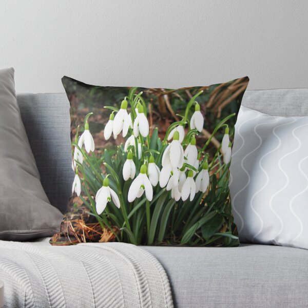 Snowdrops in my Garden Throw Pillow