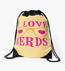 I love NERDS with cute nerdy Glasses and heart Drawstring Bag