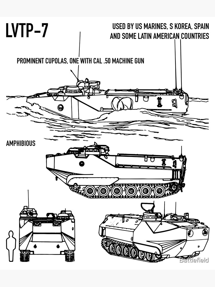 "Amphibious Assault Vehicle AAV-7A1 Schematic Army Tank Recognition