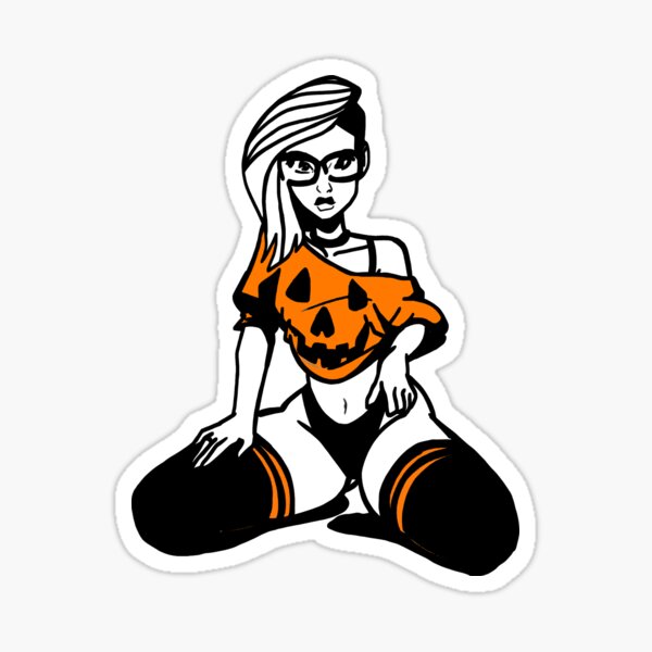 Pinup - pumpkin girl Sticker