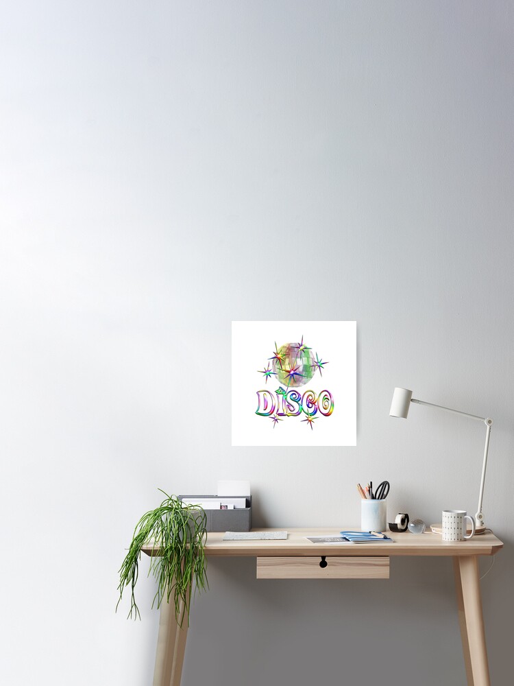 Colorful Disco Ball Poster By Cooldoodles Redbubble