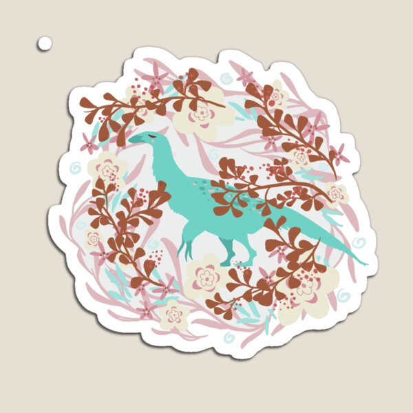 Floral Therizinosaurus Magnet
