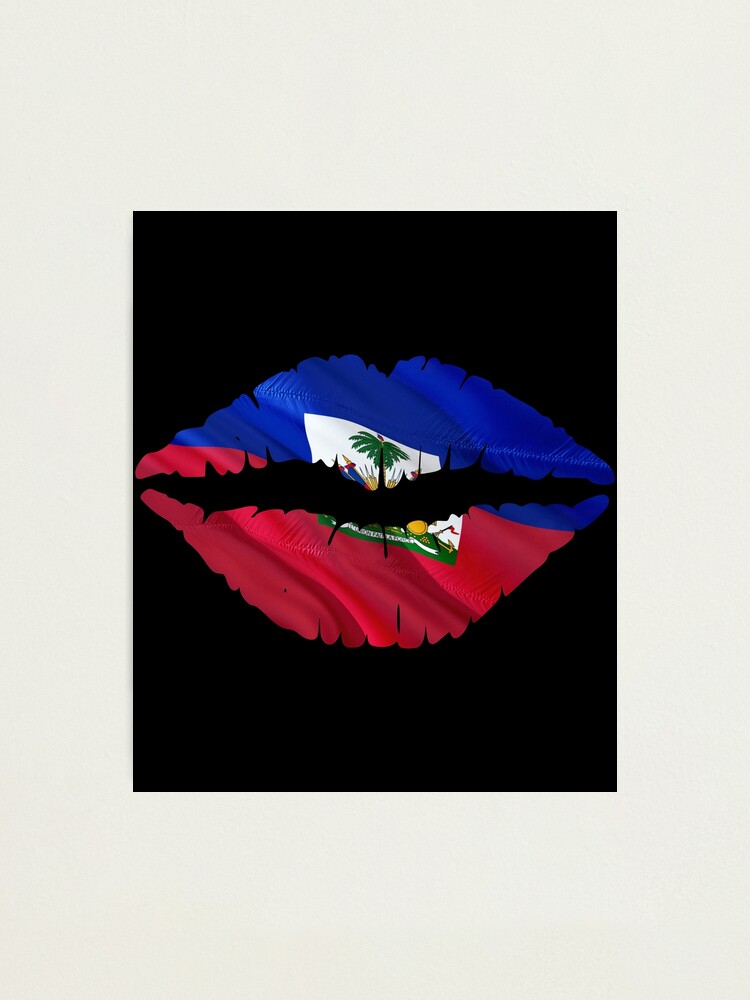 Lips Haitian Flag Makeup Bag Gift Haiti Expat Country