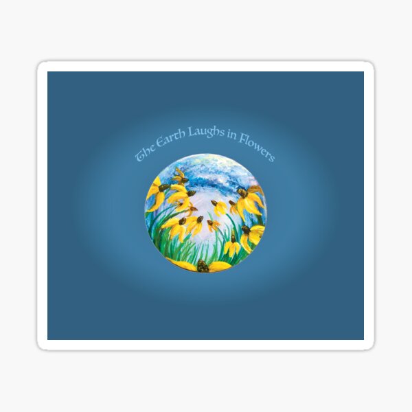 "Golden Coneflowers in a Meadow, Blue Background, Dark Sky, Emerson Quote" Sticker by