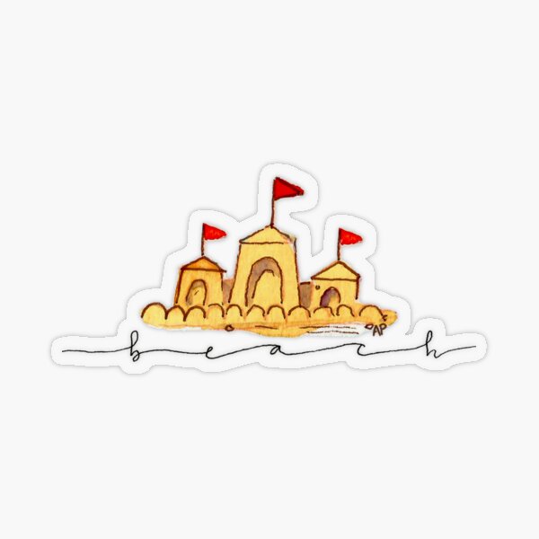 Vintage Beach - Sandcastle with Hand Lettering Transparent Sticker