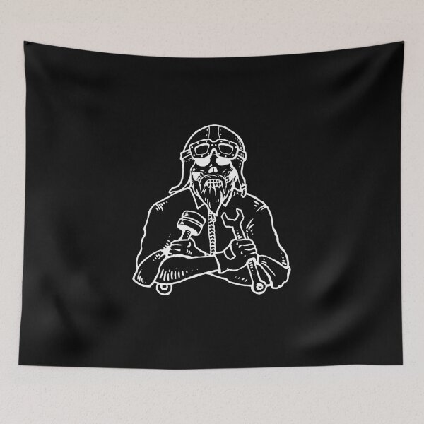 Item preview, Skull Beard Mechanic Tuner Industry Black-Tshirt designed and sold by Legendemax.