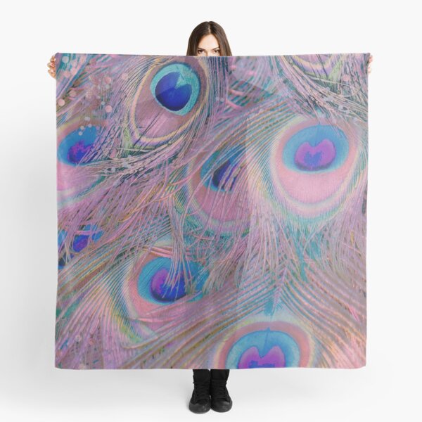 Sugar Peacock Feathers colorful pastel colors Scarf