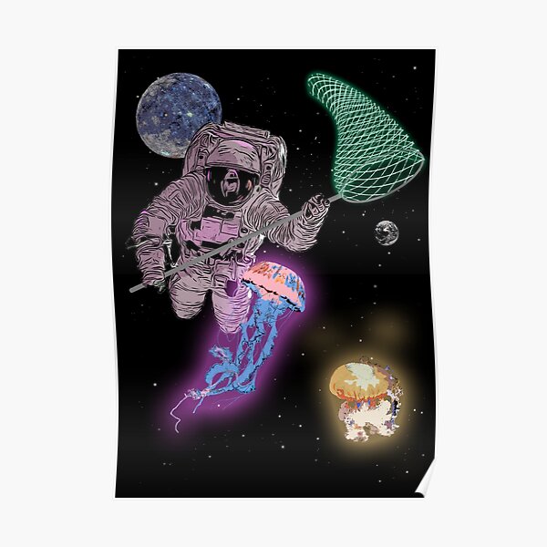 Astronaut on jellyfish hunts Goa party Poster