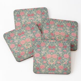 Red Pink Flowers Carnations In Blue Dark Floral By Bulganlumini