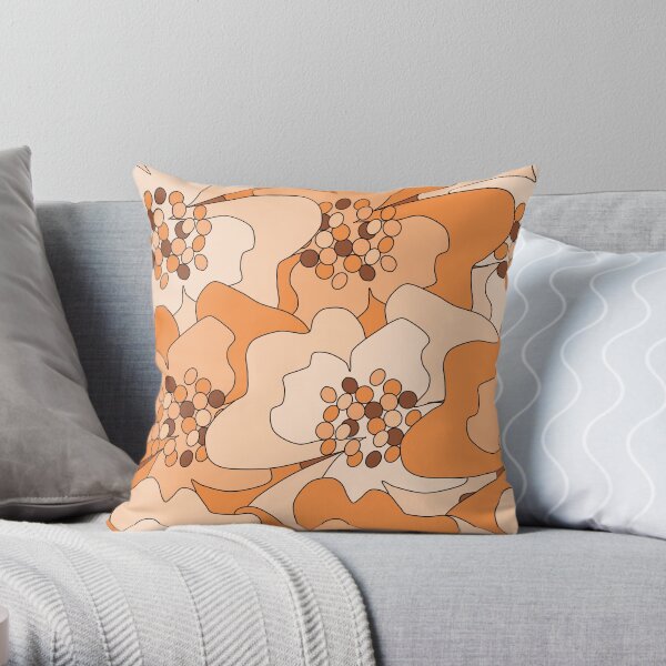 Peach Passion Flowers Throw Pillow