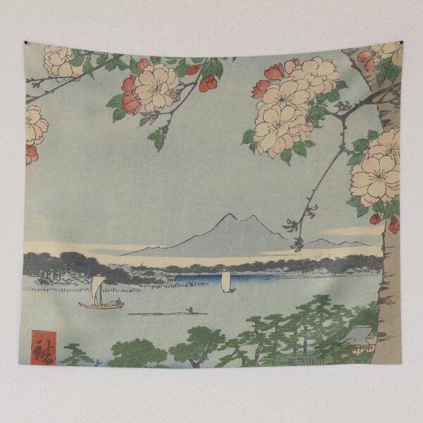 Item preview, Cherry Blossoms on Spring River Ukiyo-e Japanese Art designed and sold by VintageArchive.