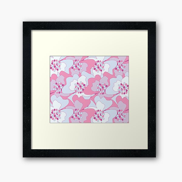 Pink, Blue Haze Passion Flowers Framed Art Print