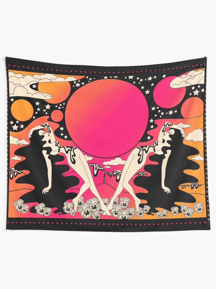 Alternate view of Groovy ladies at sunset Tapestry