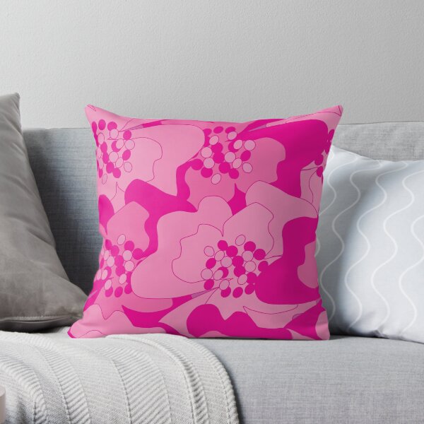 Magenta Passion Flowers Throw Pillow