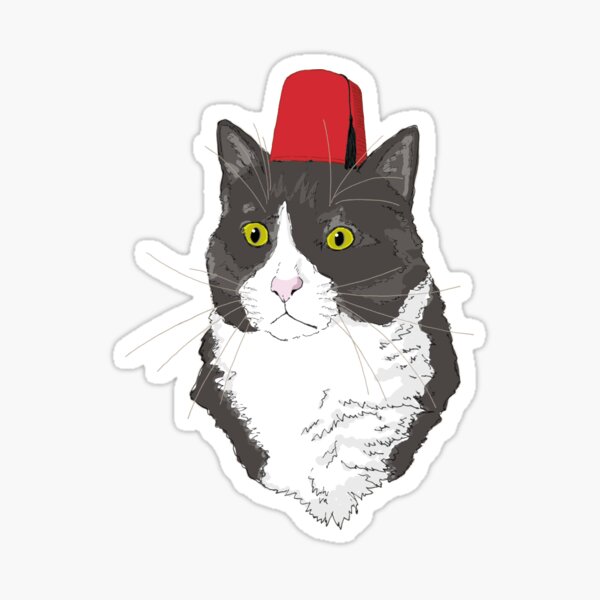 Fez Hat Cat Sticker