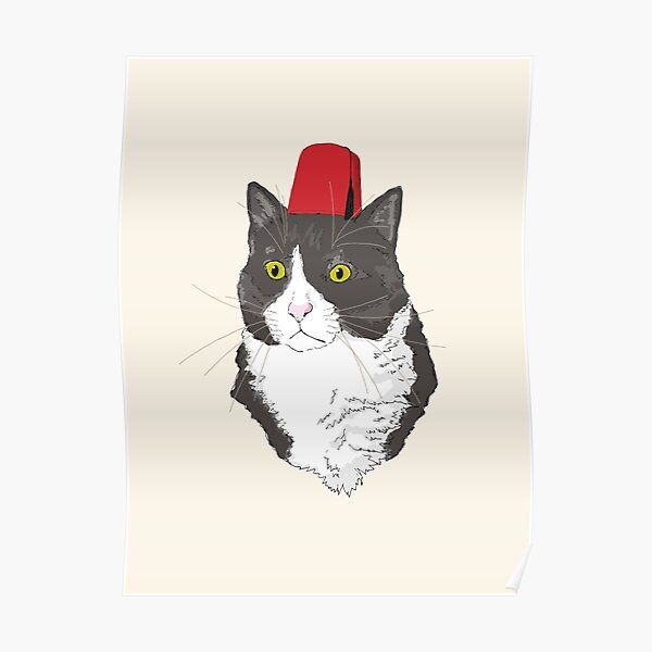 Fez Hat Cat Poster