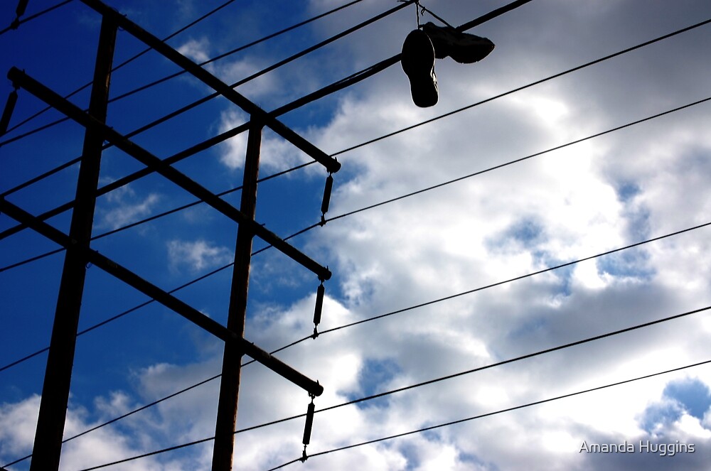 "Shoes on a telephone pole" by Amanda Huggins Redbubble