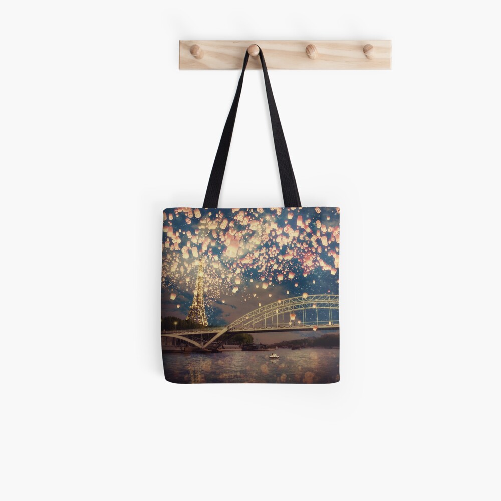 Love Wish Lanterns over Paris Tote Bag