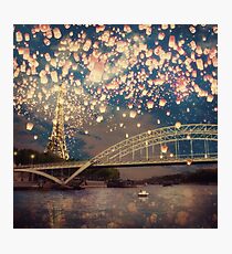Love Wish Lanterns over Paris Photographic Print