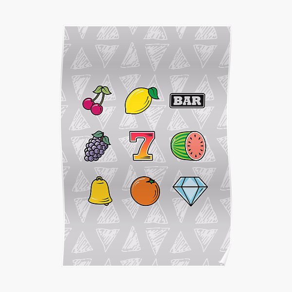 Fruit Machine Symbols Poster By C N Designs Redbubble