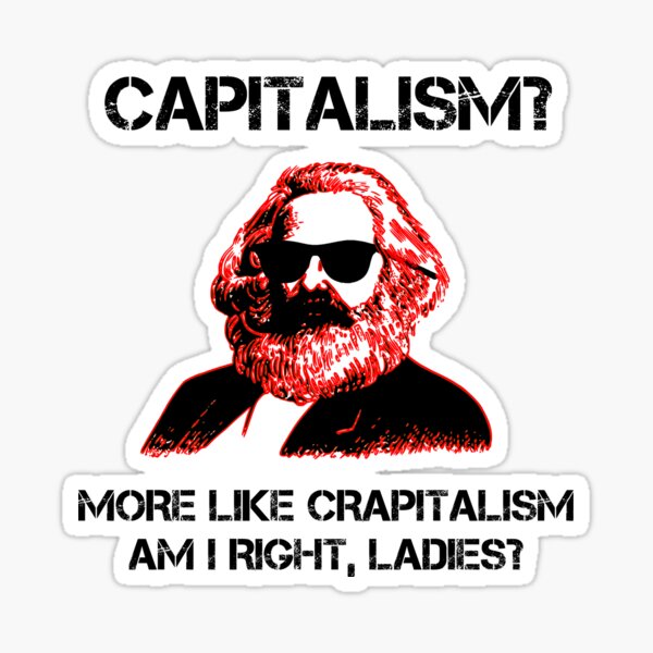 Vista previa del artículo con la obra «Camiseta divertida del capitalismo comunista Karl Marx Capitalism», diseñado y vendido por Creekman Designs.