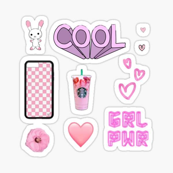 Aesthetic Sticker Pack, Pack of 5 Pink Stickers, Self Love