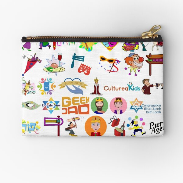 Purim, Clip art, people, teenager, adolescence, text, graphics, illustration, child, sketch, fun, cute Zipper Pouch