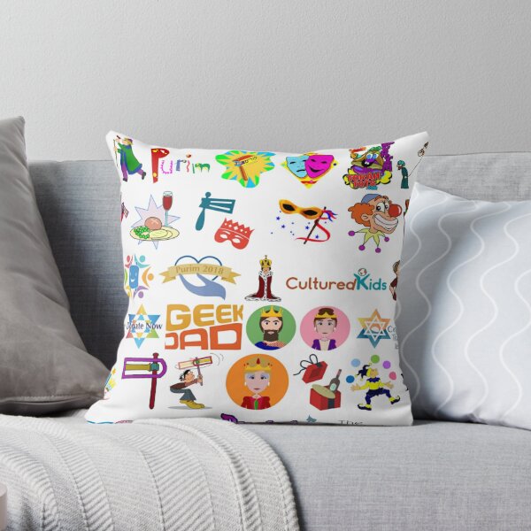Purim, Clip art, people, teenager, adolescence, text, graphics, illustration, child, sketch, fun, cute Throw Pillow
