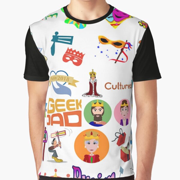 Purim, Clip art, people, teenager, adolescence, text, graphics, illustration, child, sketch, fun, cute Graphic T-Shirt