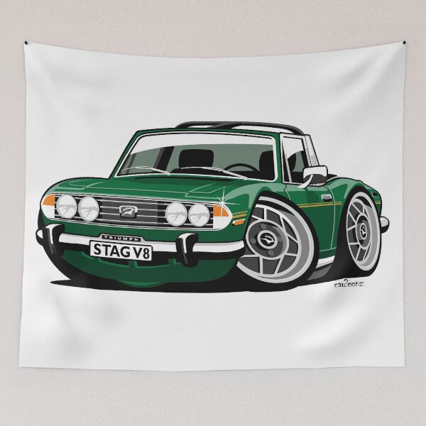 Item preview, Triumph Stag caricature green designed and sold by car2oonz.