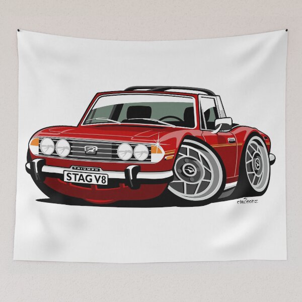 Item preview, Triumph Stag caricature red designed and sold by car2oonz.