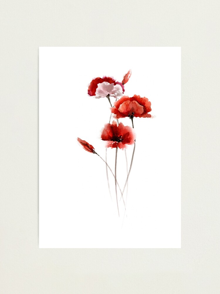 Impression photo « Coquelicots aquarelle art print peinture », par  asiaszmerdt | Redbubble
