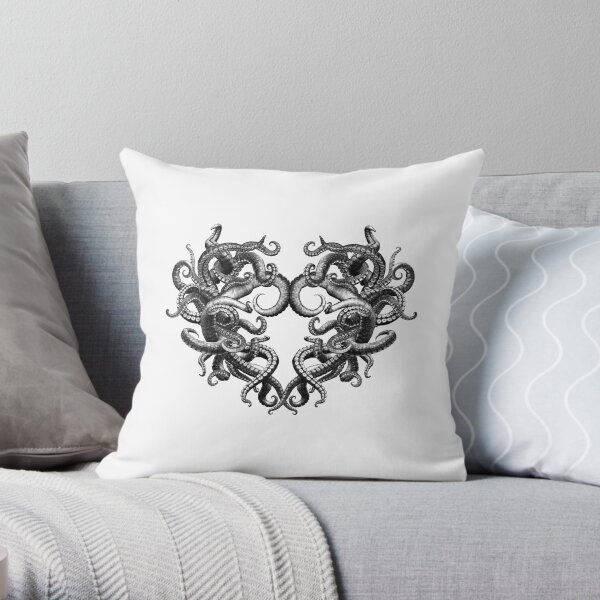 Cœur tentaculaire tissé à l'encre Coussin