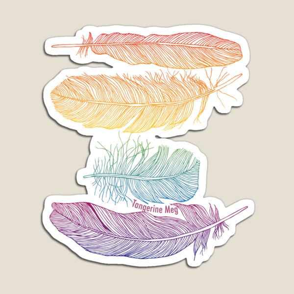 Four Feathers - rainbow print Magnet