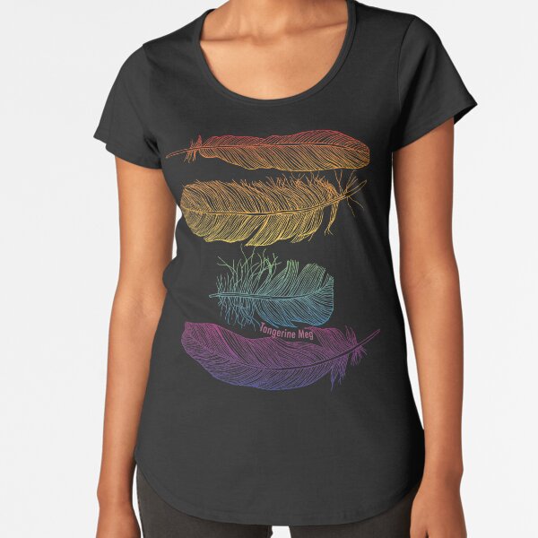 Four Feathers - rainbow print Premium Scoop T-Shirt