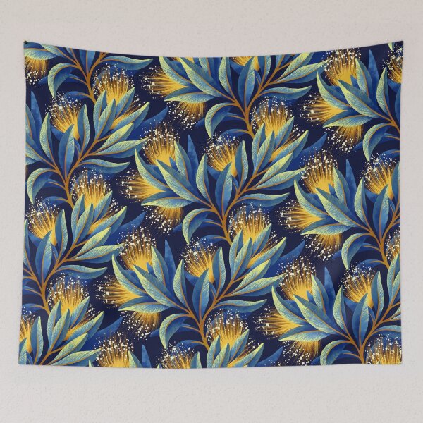 Item preview, Pohutukawa - Yellow / Blue designed and sold by Andrea Muller.