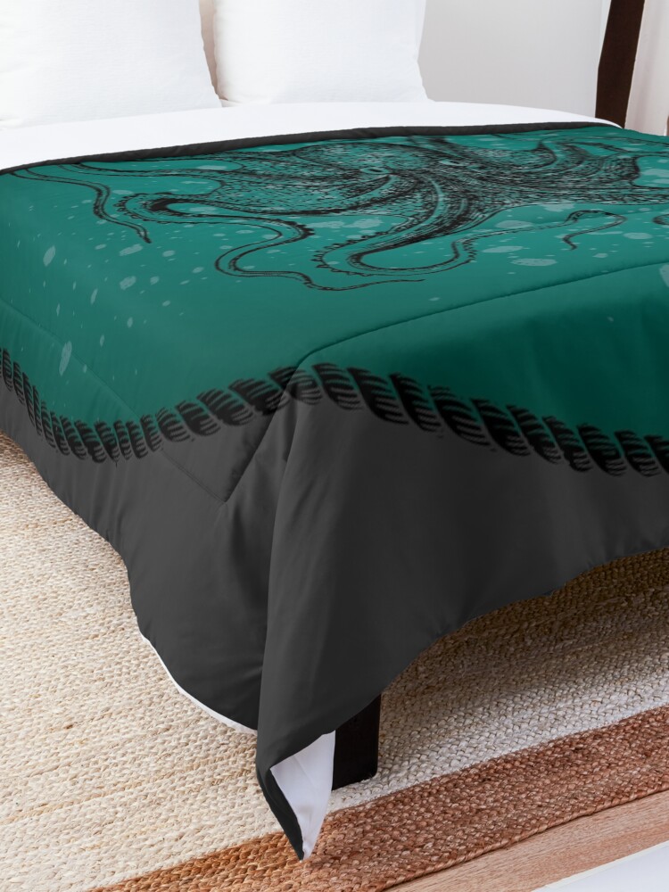 Alternate view of Octopus in Teal Waters Comforter