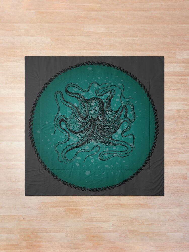 Alternate view of Octopus in Teal Waters Comforter