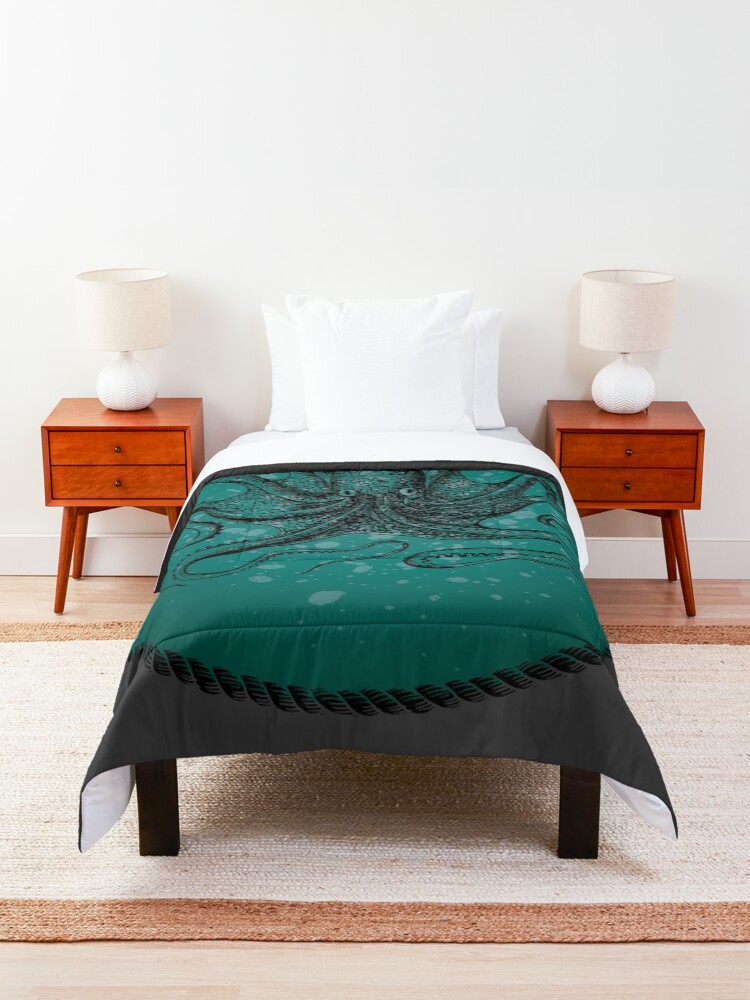 Alternate view of Octopus in Teal Waters Comforter