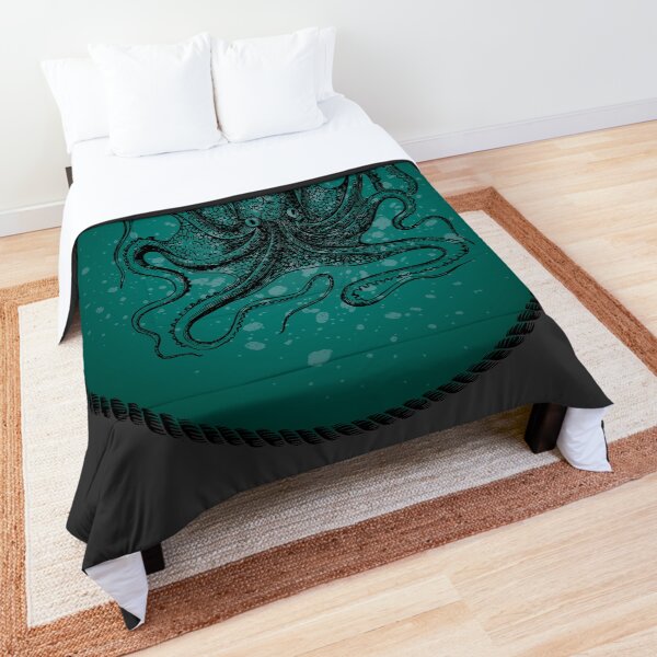 Octopus in Teal Waters Comforter