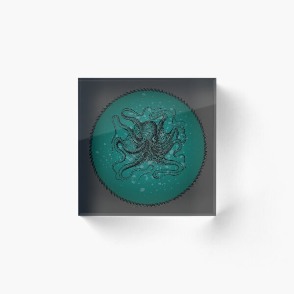 Octopus in Teal Waters Acrylic Block