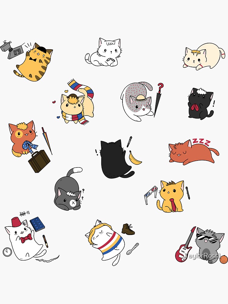 Thumbnail 3 of 3, Sticker, Time Lord Kittens designed and sold by TaylorRoss1.