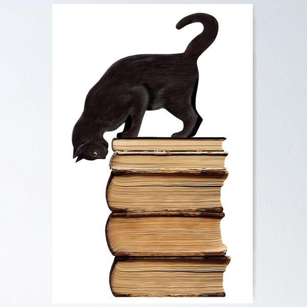 Item preview, Curious Black Cat on Old Books for Literary Cat Lovers designed and sold by SirLeeTees.