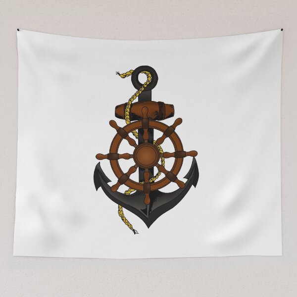 Item preview, Cool Anchor with Rope and Steering Wheel like on a Ship Gift idea for real Sailors designed and sold by elnino8.