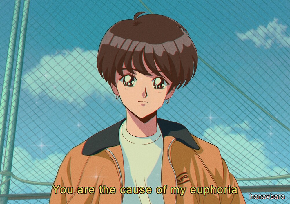 "BTS Jungkook - Euphoria 90's anime" by hanavbara | Redbubble