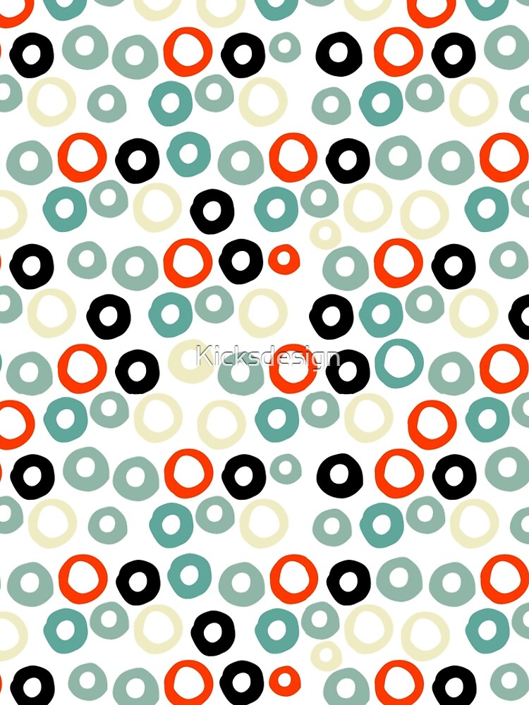 Hand painted pastel red green ivory watercolor polka dots by Kicksdesign