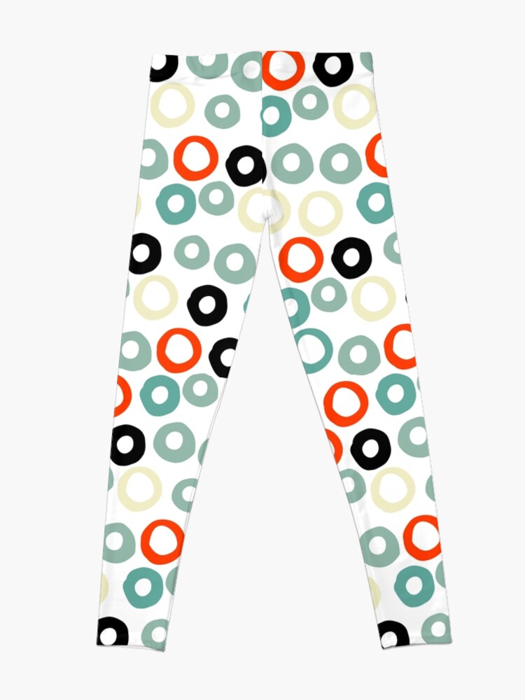 Alternate view of Hand painted pastel red green ivory watercolor polka dots Leggings