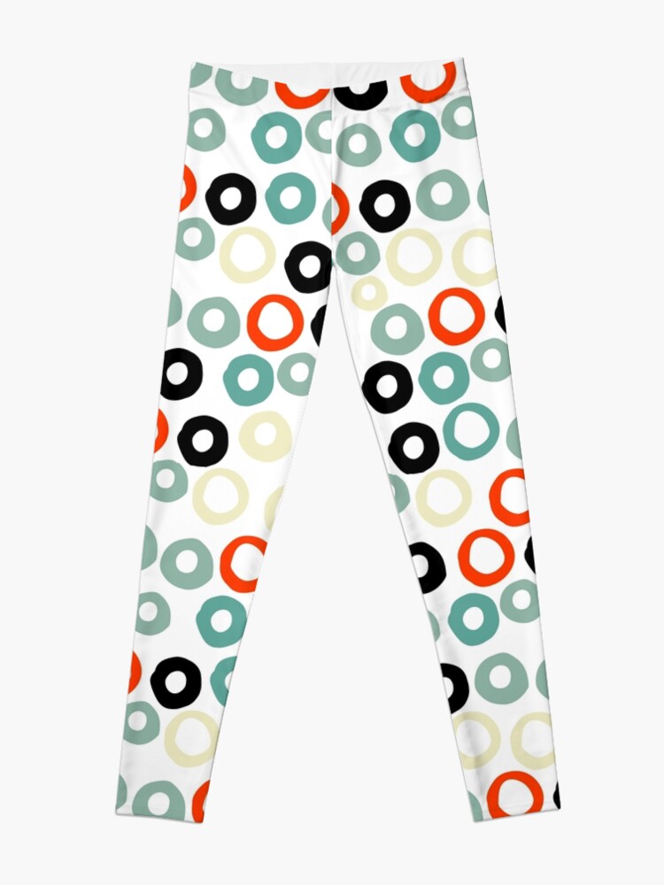 Alternate view of Hand painted pastel red green ivory watercolor polka dots Leggings