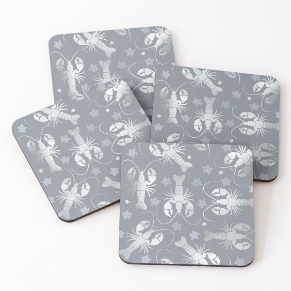 Item preview, Lobster silver on gray - seamless pattern designed and sold by colorofmagic.