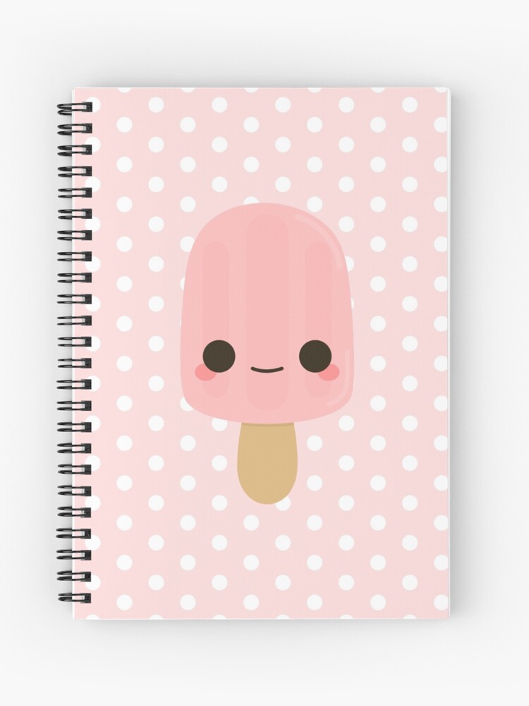 Yummy kawaii pink ice lolly Spiral Notebook for Sale by